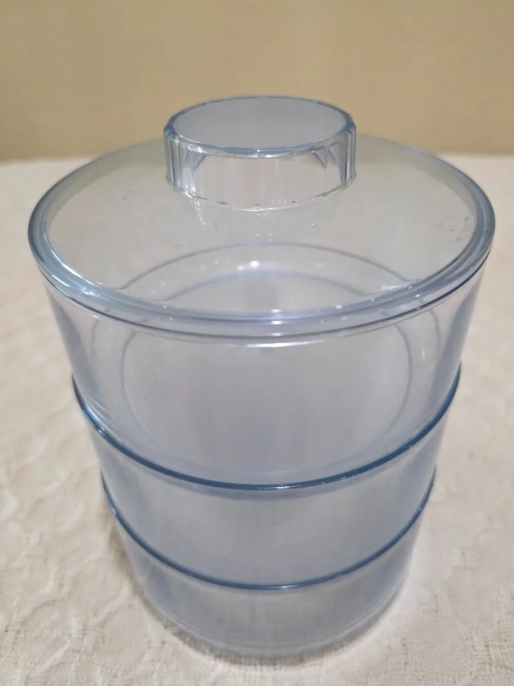 Vintage Tupperware Preludio Transparent Blue Acrylic Stackable 4pc Vanity Set